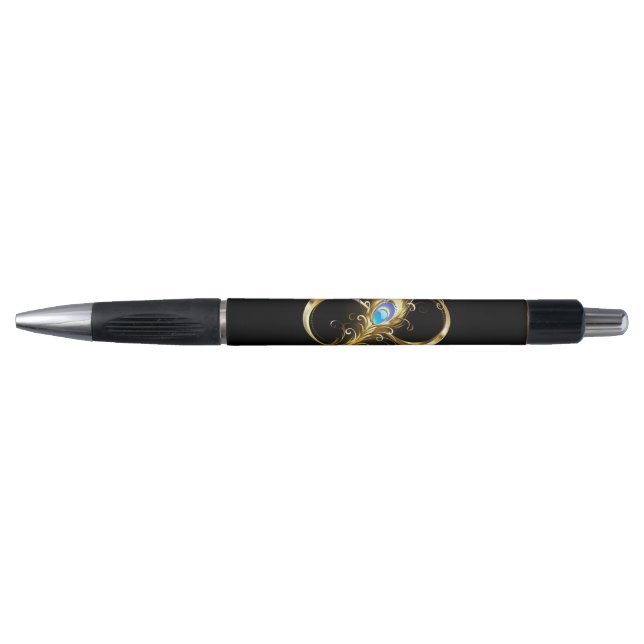 Infinity with Golden Peacock Feather Pen (Front)