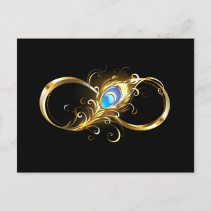 Infinity with Golden Peacock Feather Postcard