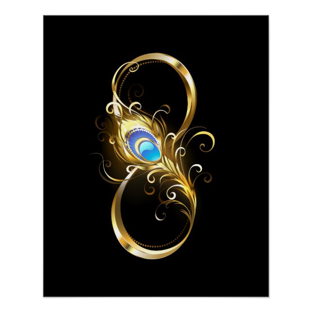 Infinity with Golden Peacock Feather Poster (Front)