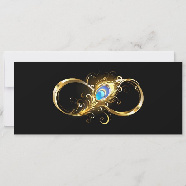 Infinity with Golden Peacock Feather Save The Date (Front)