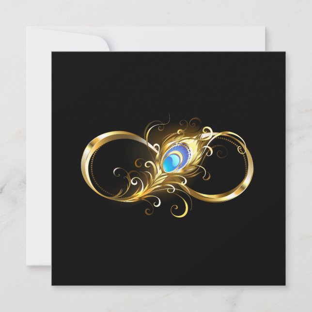 Infinity with Golden Peacock Feather Save The Date (Front)
