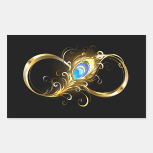 Infinity with Golden Peacock Feather Sticker