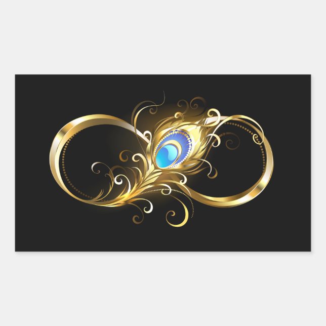 Infinity with Golden Peacock Feather Sticker (Front)
