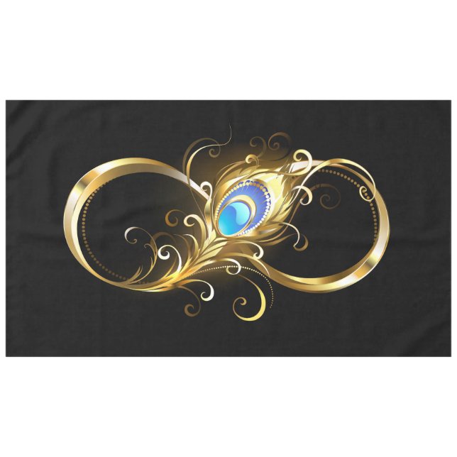 Infinity with Golden Peacock Feather Tablecloth (Front (Horizontal))