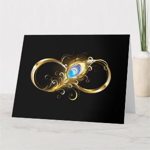 Infinity with Golden Peacock Feather Thank You Card
