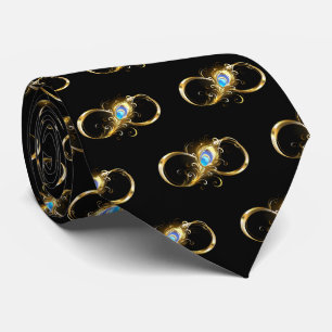 Infinity with Golden Peacock Feather Tie
