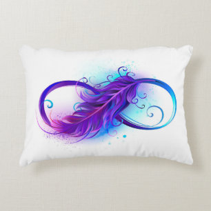 Infinity with Purple Feather Accent Pillow