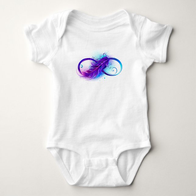 Infinity with Purple Feather Baby Bodysuit (Front)