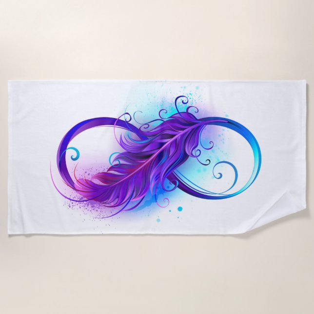 Infinity with Purple Feather Beach Towel (Front)