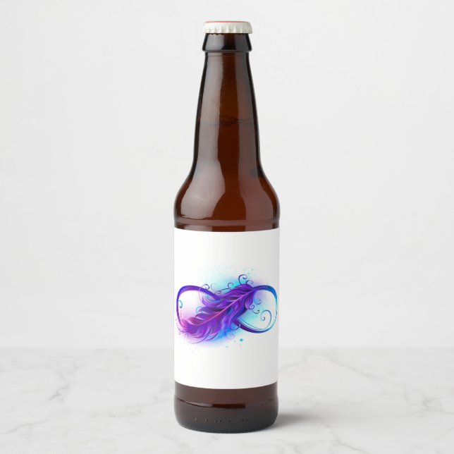Infinity with Purple Feather Beer Bottle Label (Front)