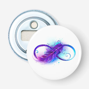 Infinity with Purple Feather Bottle Opener