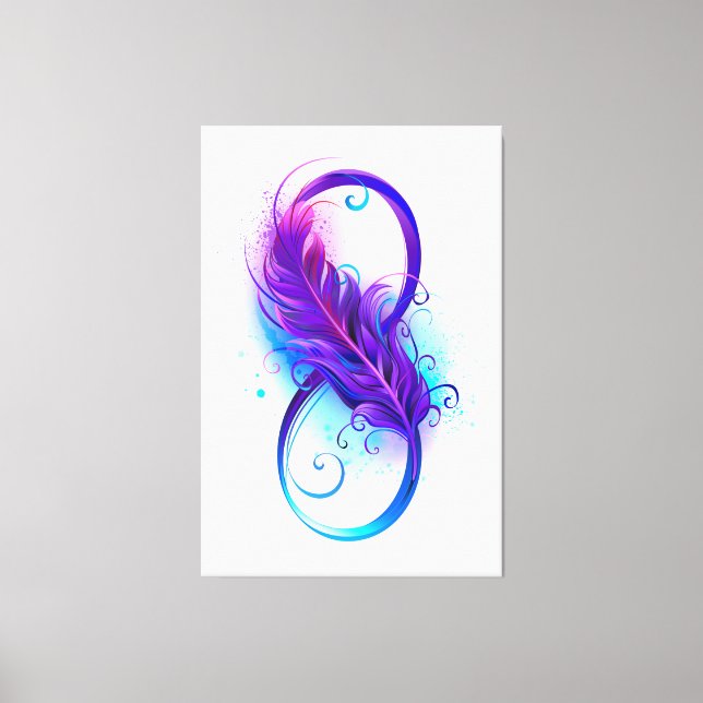 Infinity with Purple Feather Canvas Print (Front)