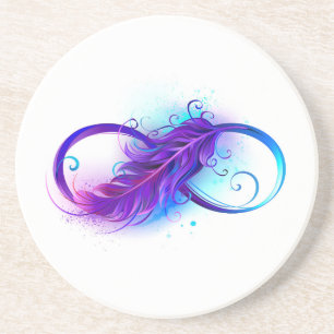 Infinity with Purple Feather Coaster