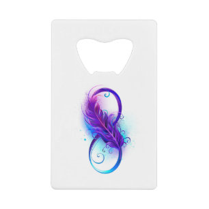 Infinity with Purple Feather Credit Card Bottle Opener