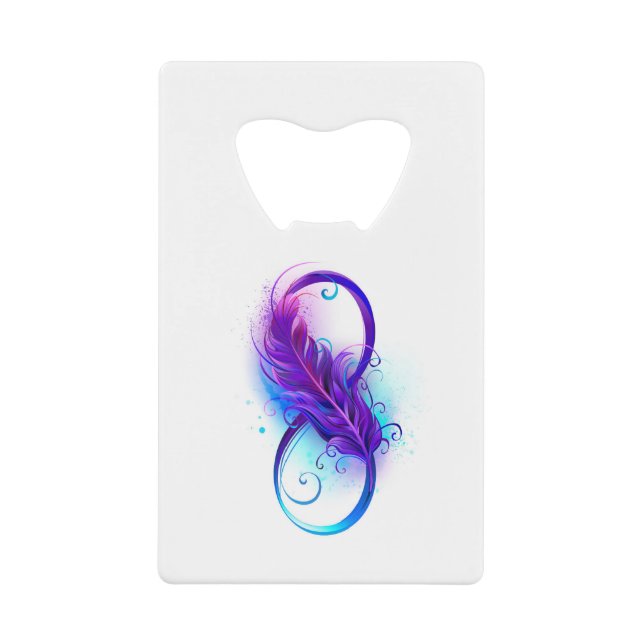 Infinity with Purple Feather Credit Card Bottle Opener (Front)