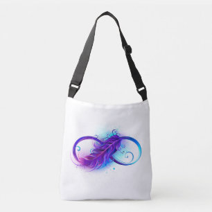 Infinity with Purple Feather Crossbody Bag
