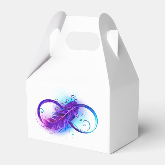 Infinity with Purple Feather Favor Box (Front Side)