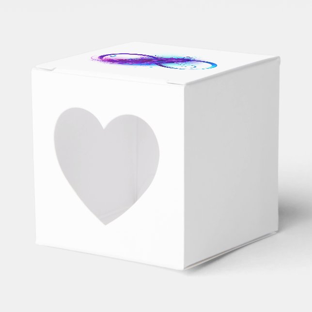 Infinity with Purple Feather Favor Box (Front Side)