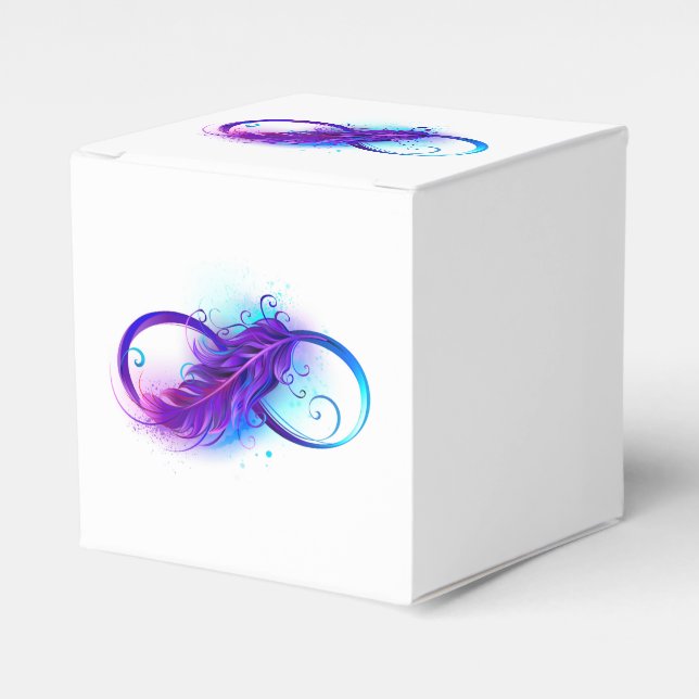 Infinity with Purple Feather Favor Box (Front Side)
