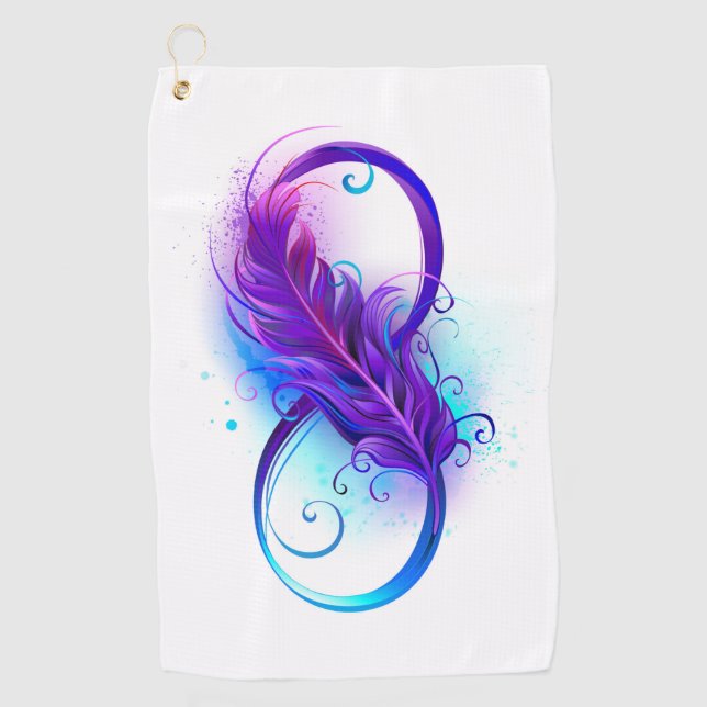 Infinity with Purple Feather Golf Towel (Front)