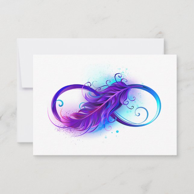 Infinity with Purple Feather Invitation (Front)