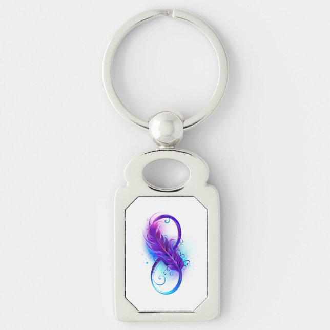 Infinity with Purple Feather Keychain (Front)