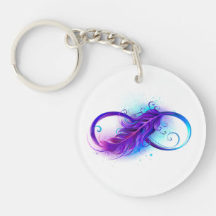 Infinity with Purple Feather Keychain