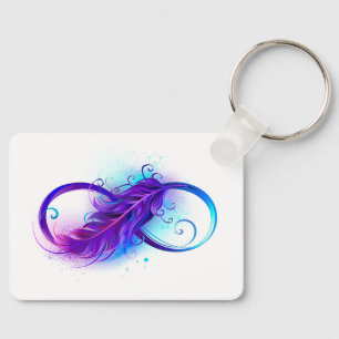 Infinity with Purple Feather Keychain