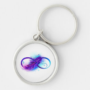 Infinity with Purple Feather Keychain