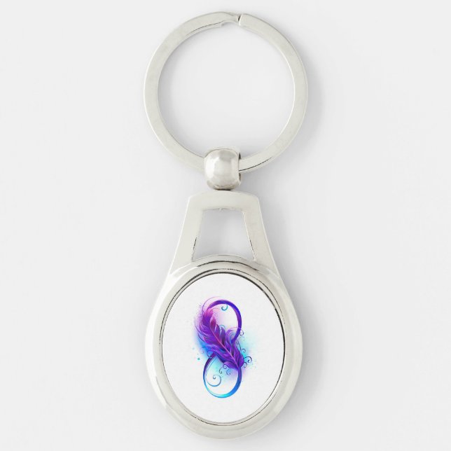 Infinity with Purple Feather Keychain (Front)