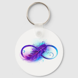 Infinity with Purple Feather Keychain