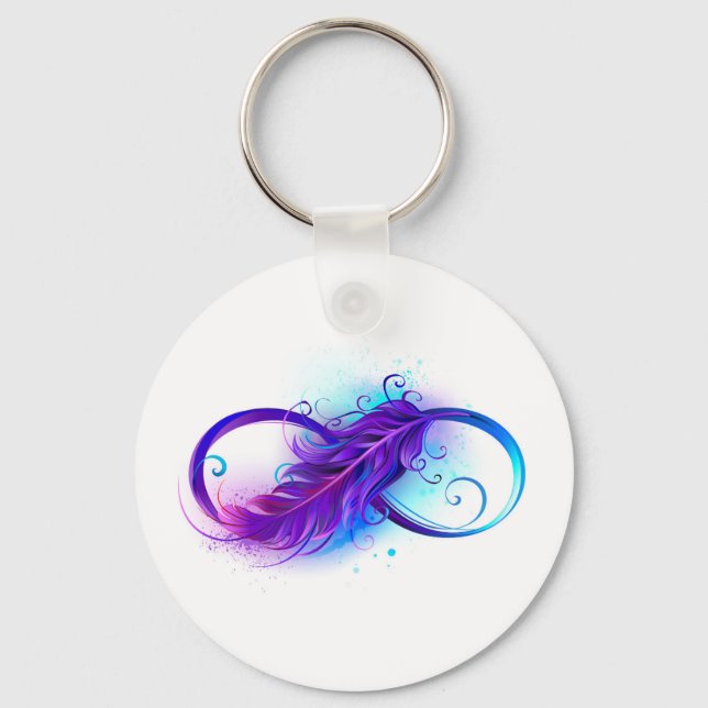 Infinity with Purple Feather Keychain (Front)