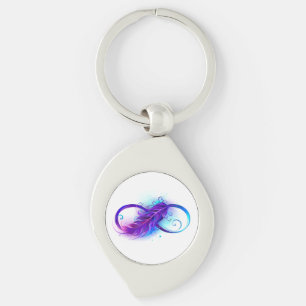 Infinity with Purple Feather Keychain