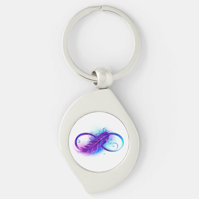Infinity with Purple Feather Keychain (Front)