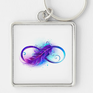 Infinity with Purple Feather Keychain