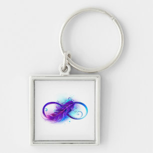 Infinity with Purple Feather Keychain
