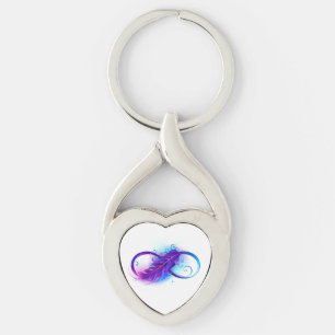 Infinity with Purple Feather Keychain