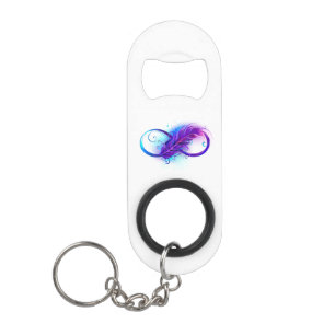 Infinity with Purple Feather Keychain Bottle Opener