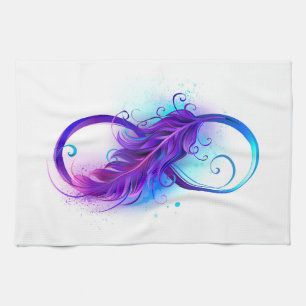 Infinity with Purple Feather Kitchen Towel