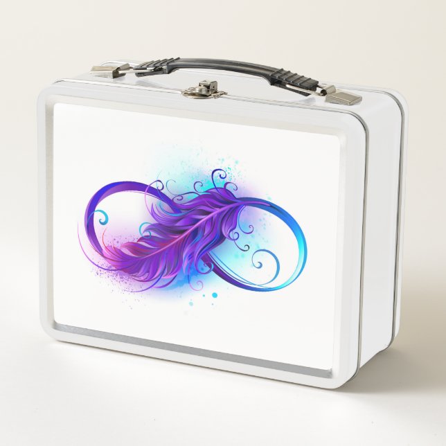 Infinity with Purple Feather Metal Lunch Box (Front)