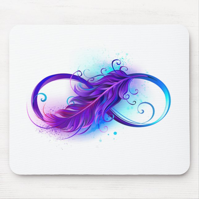Infinity with Purple Feather Mouse Pad (Front)