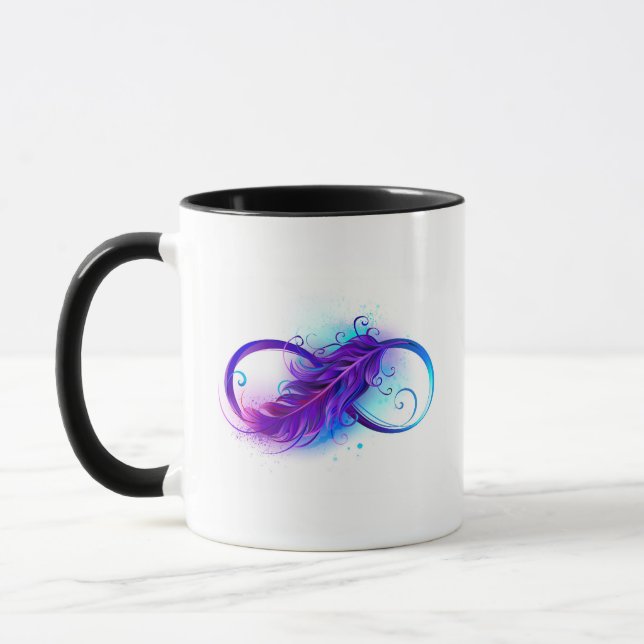 Infinity with Purple Feather Mug (Left)