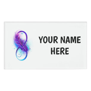 Infinity with Purple Feather Name Tag