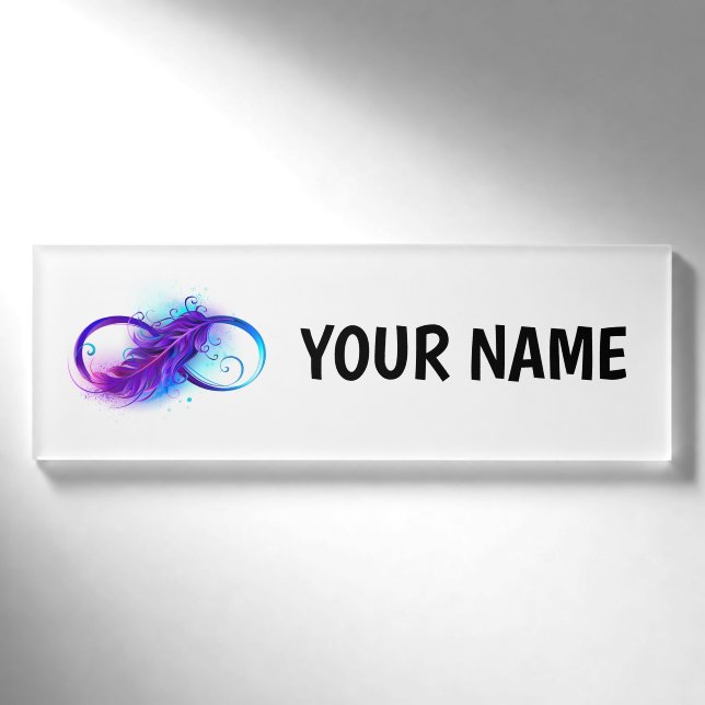 Infinity with Purple Feather Name Tag (Front)