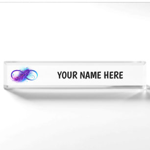 Infinity with Purple Feather Nameplate