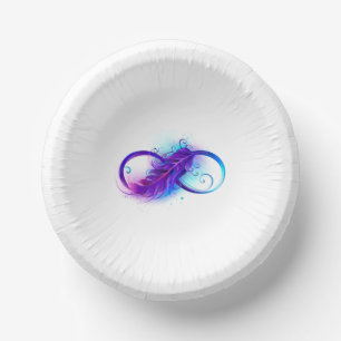 Infinity with Purple Feather Paper Plate