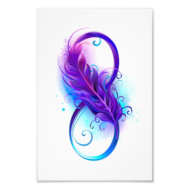 Infinity with Purple Feather Photo Print (Front)