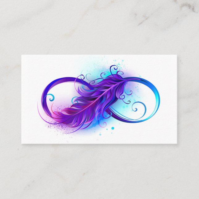 Infinity with Purple Feather Place Card (Front)