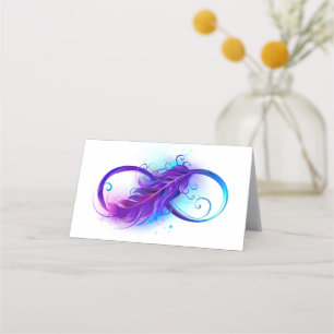 Infinity with Purple Feather Place Card