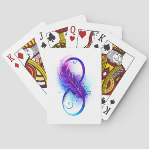 Infinity with Purple Feather Playing Cards
